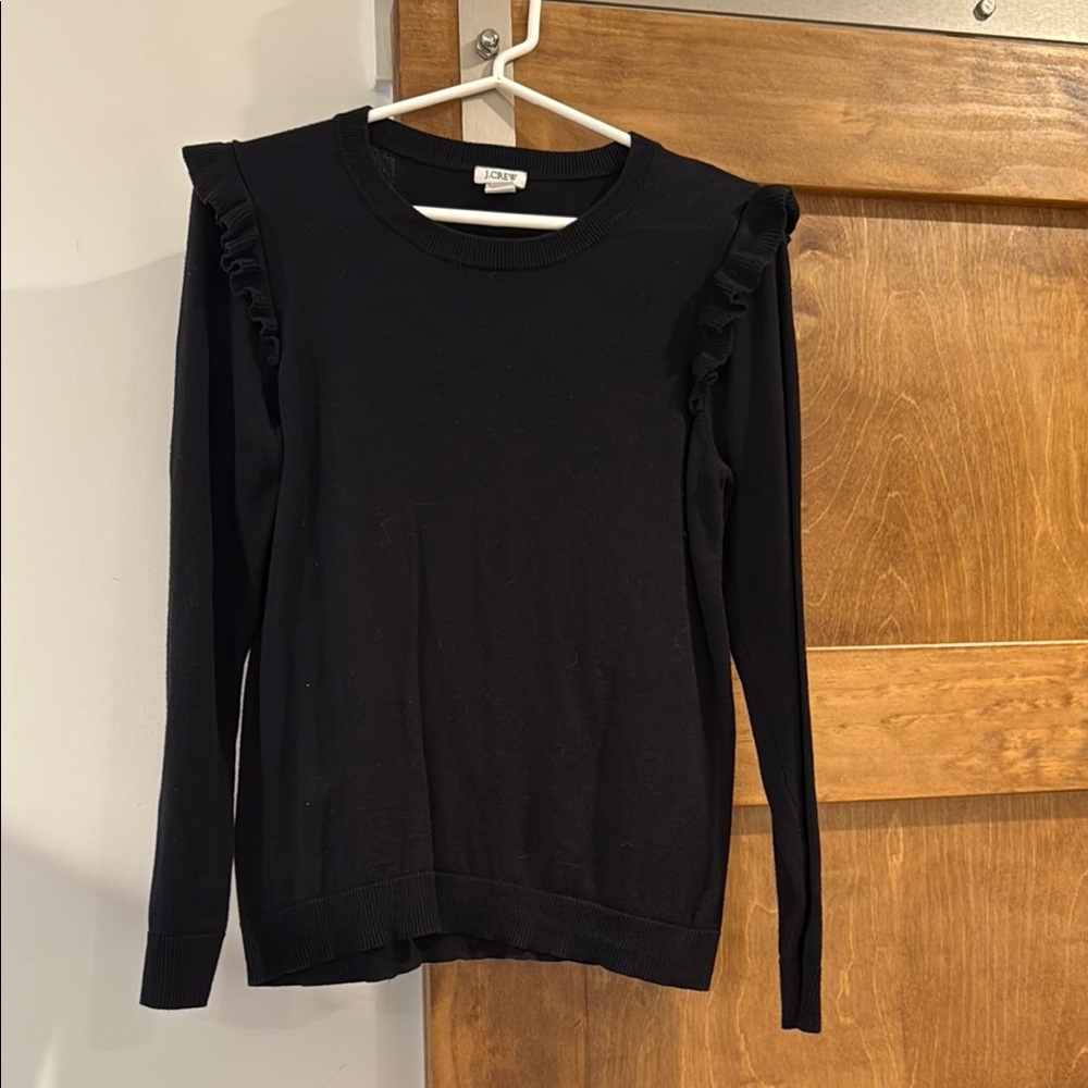 Black Ruffled Long Sleeve Blouse